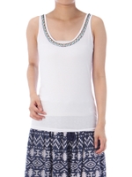 【AZUL by moussy】ターコイズビジュータンク/O/WHT