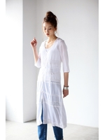 【AZUL by moussy】レースロング長袖ガウン/O/WHT