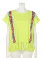 【anap mimpi】デザインテープフリンジTシャツ/L.YEL