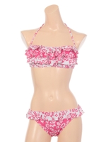 【JILL STUART】トリックフラワーフリルバンドゥービキニ/PK