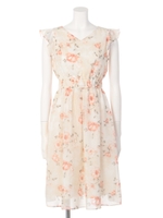 クラシカルフラワーフレアワンピース/レンガ