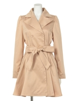 サテンフレアトレンチコート/ベージュ