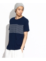 パネルインディゴボーダーTシャツ/サックス(490)