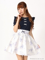 フラワープリントギャザーSK/ネイビー