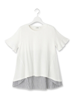 ストライプレイヤード風カットソー/ホワイト(001)