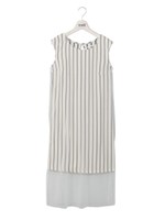 チュールレイヤードノースリワンピ/ブラックストライプ