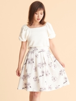 モノクロフラワースカート/モカ柄