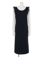 袖フリルスウェットワンピ/グレー