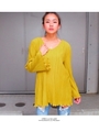 【Latina】深Vフレアスリーブプリーツチュニックトップス/イエロー(024)