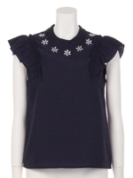 フリル袖ビジューブラウス/ピンク