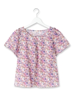 ローンフラワーブラウス/ブルー系(195)