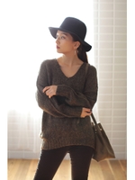 【AZUL by moussy】メランジドルマン長袖プルオーバー/M/KHA