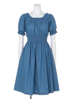 【chille anap】シャーリングギャザーデニムワンピース/BL