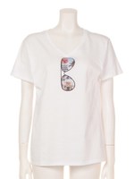 R CAFE グラス Vネック Tシャツ/BEG