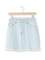 デニム裾ほぐしスカート/ライトブルー(091)