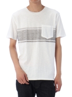 【AZUL by moussy】カスレボーダークルーネック半袖ポケT/柄WHT