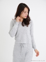 Vネック袖モチーフニット/ライトグレー