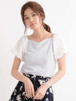 チェックバルーン袖プルオーバー/L／グレー