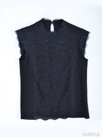 レースハイネックブラウス/オフホワイト