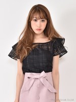 シア―チェックトップス/ブラック