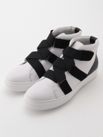 【FLAPPER】レザーミッドカットスニーカー/ブラックコンビ