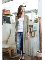 【AZUL by moussy】30/-CVCカットソーマキシ長袖カーデ/KHA