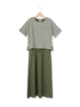 テレコTシャツ+サカリバワンピースセット/グレー(012)