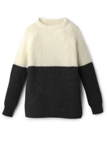 [L]ウール混ボトルネックロングニット/チャコールグレー(514)