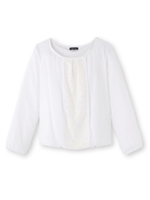 [L]シフォンレースプルオーバー/ホワイト(002)