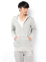 【AZUL by moussy】4段バックロゴ肉厚裏起毛ZIPパーカー/T.GRY