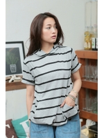 【AZUL by moussy】コクーンフーディ半袖プルオーバー/T.GRY