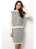 【AZUL by moussy】ツィーディブロッキングセットアップ/O/WHT