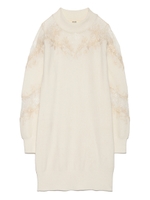 シースルーエンブロイダリーニットワンピース/WHT