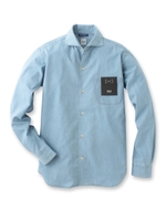 ライトウェイトデニム オープンカラーシャツ/ブルー(092)