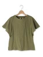 ラッフルバックシャンブラウス/ダークオリーブ(029)