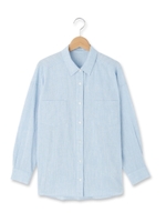 綿麻シャンブレーシャツ/ブルー(092)