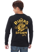 【8/15までWEB限定セール】【AZUL by moussy】STORMRIDERSスラブ天竺Vネック長袖T/BLK