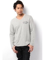 【WEB限定SALE 9/16 18:00?9/26 10:00】【AZUL by moussy】シャドーマリアPT裏起毛長袖Vネックプルオーバー/T.GRY