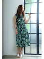  【AZUL by moussy】ポリエステルフラワープリントWタンク/柄NVY