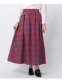 タイプライターチェックスカート/ワインレッド(363)
