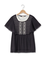 タンクトップ付き刺繍ブラウス/ネイビー(093)