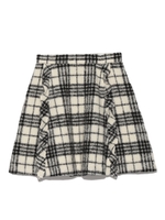 チェックウールフレアスカート/NVY