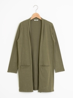 Jカットロングカーディガン/カーキグリーン