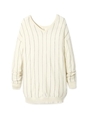 Vネックロングニット/ホワイト系(302)