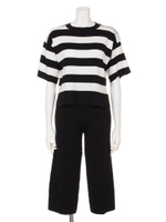 【chille anap】ボーダートップス×ニットパンツ SET/BK
