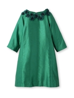 オーガンジーフラワーモチーフワンピース/モスグリーン(024)