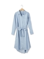 サッシュベルト付きロングシャツワンピース/ライトブルー(091)