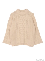 フレアスリーブケーブルニットPO/イエロー