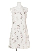 オリジナル花柄スウェードAラインワンピース/ネイビー