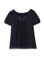 タックシフォンブラウス/ブルー系(095)